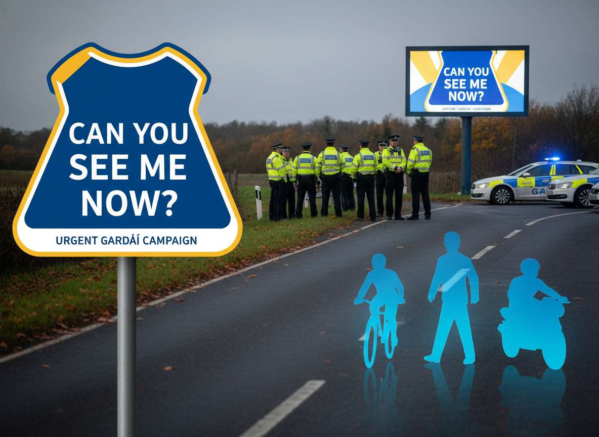 റോഡ് മരണങ്ങൾ കുത്തനെ വർധിക്കുന്നതിനിടെ, Gardaí അടിയന്തരമായ 'Can You See Me Now?' കാമ്പയിൻ