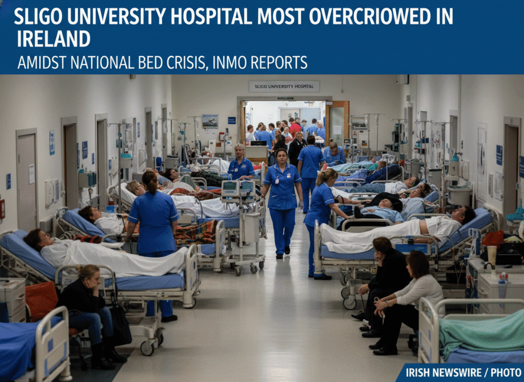 ദേശീയ കിടക്കക്ഷാമത്തിനിടയിൽ അയർലൻഡിൽ ഏറ്റവും കൂടുതൽ തിരക്ക് സ്ലൈഗോ യൂണിവേഴ്സിറ്റി ഹോസ്പിറ്റലിൽ; ഐഎൻഎംഒ റിപ്പോർട്ട് ചെയ്യുന്നു.