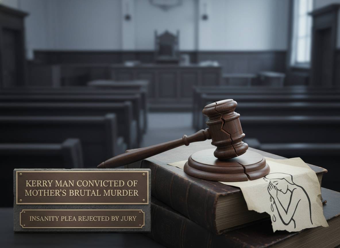 കെറി സ്വദേശി അമ്മയെ അതിക്രൂരമായി കൊലപ്പെടുത്തിയ കേസിൽ ശിക്ഷിക്കപ്പെട്ടു; മാനസികാസ്വാസ്ഥ്യം എന്ന വാദം ജൂറി തള്ളി.