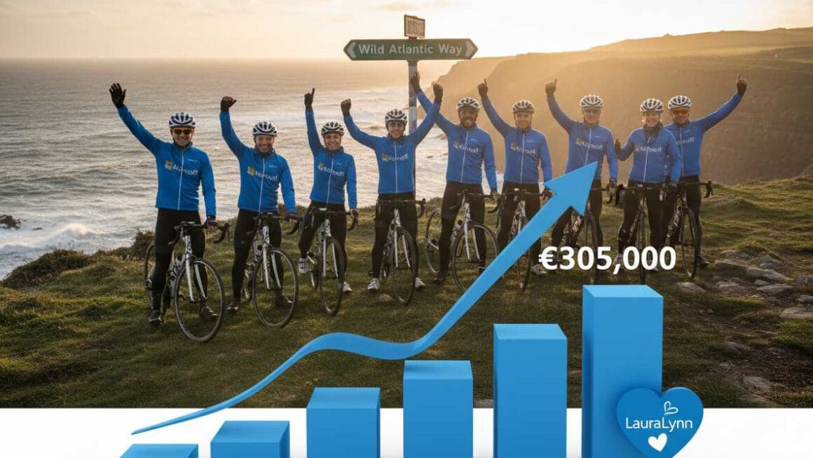 വൈൽഡ് അറ്റ്ലാന്റിക് വേ കീഴടക്കി: കുട്ടികളുടെ ഹോസ്പിസിനായി മൈക്രോസോഫ്റ്റ് അയർലൻഡ് 3.05 ലക്ഷം യൂറോ സമാഹരിച്ചു.