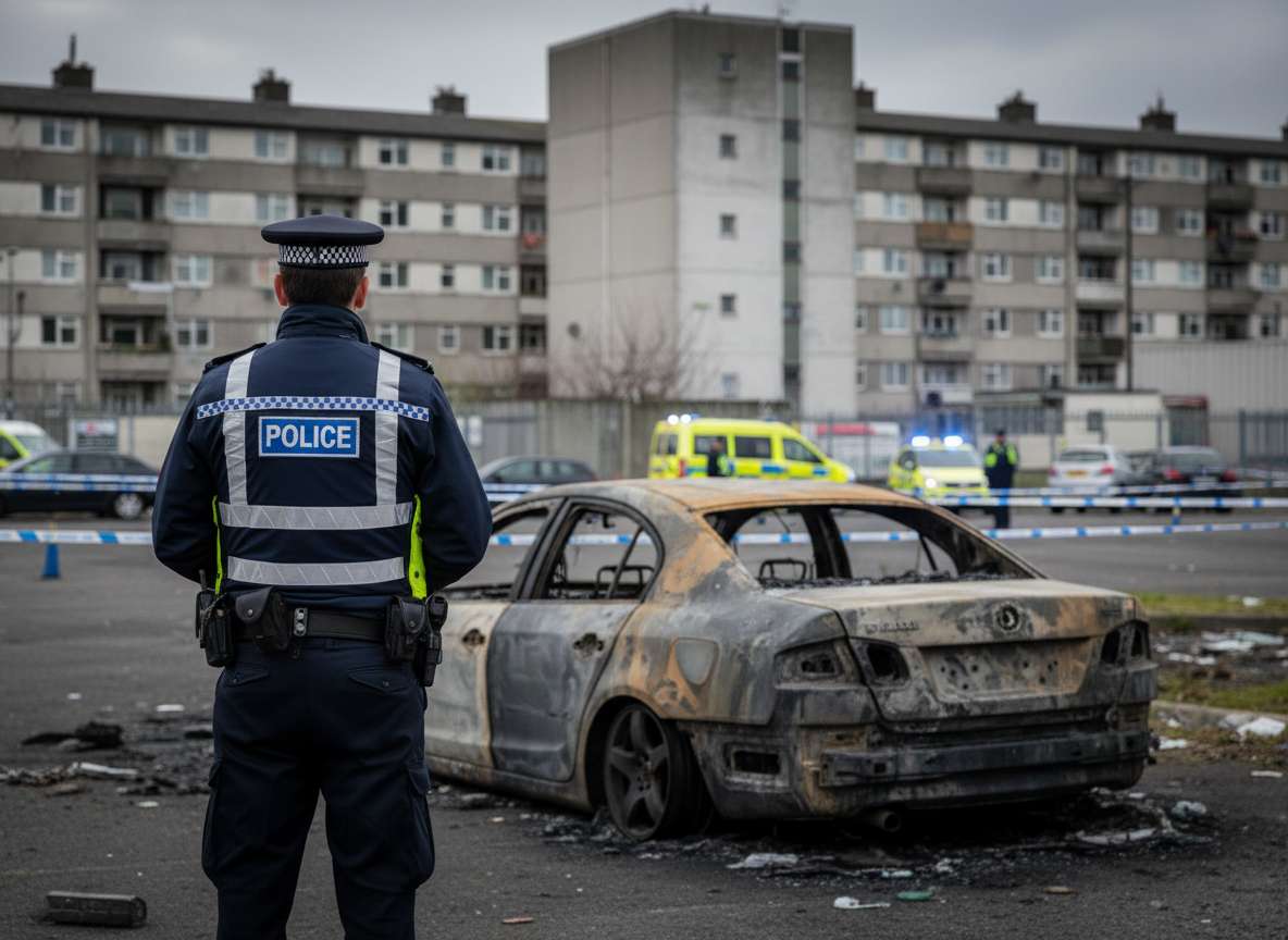 Ballymun വെടിവെപ്പ്: ഒരാളെ ആശുപത്രിയിൽ പ്രവേശിപ്പിച്ചു; Dublin കാർ കത്തിച്ച സംഭവവുമായി Gardaí ബന്ധം അന്വേഷിക്കുന്നു