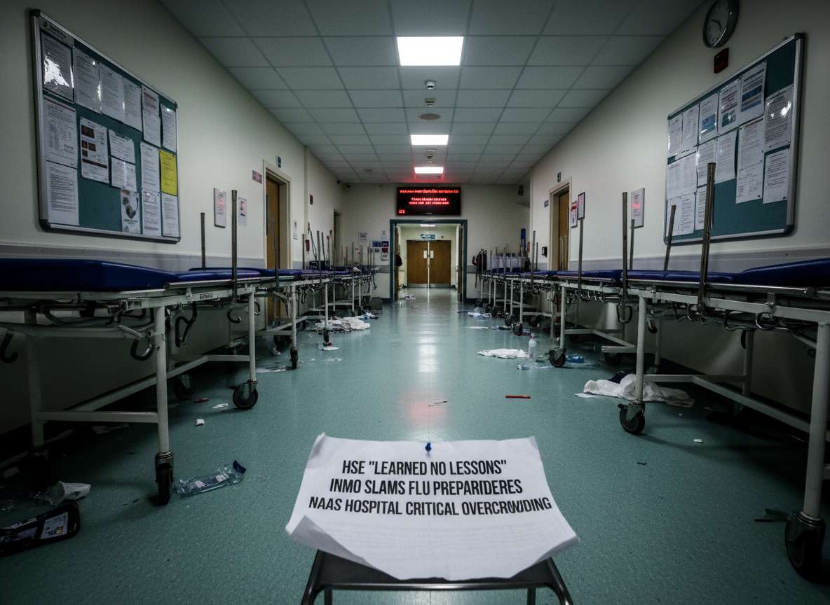 HSE 'ഒരു പാഠവും പഠിച്ചിട്ടില്ല': Naas ഹോസ്പിറ്റലിൽ ഗുരുതരമായ തിരക്ക് അനുഭവപ്പെട്ടതോടെ ഫ്ലൂ ഒരുക്കങ്ങളെ INMO രൂക്ഷമായി വിമർശിക്കുന്നു.