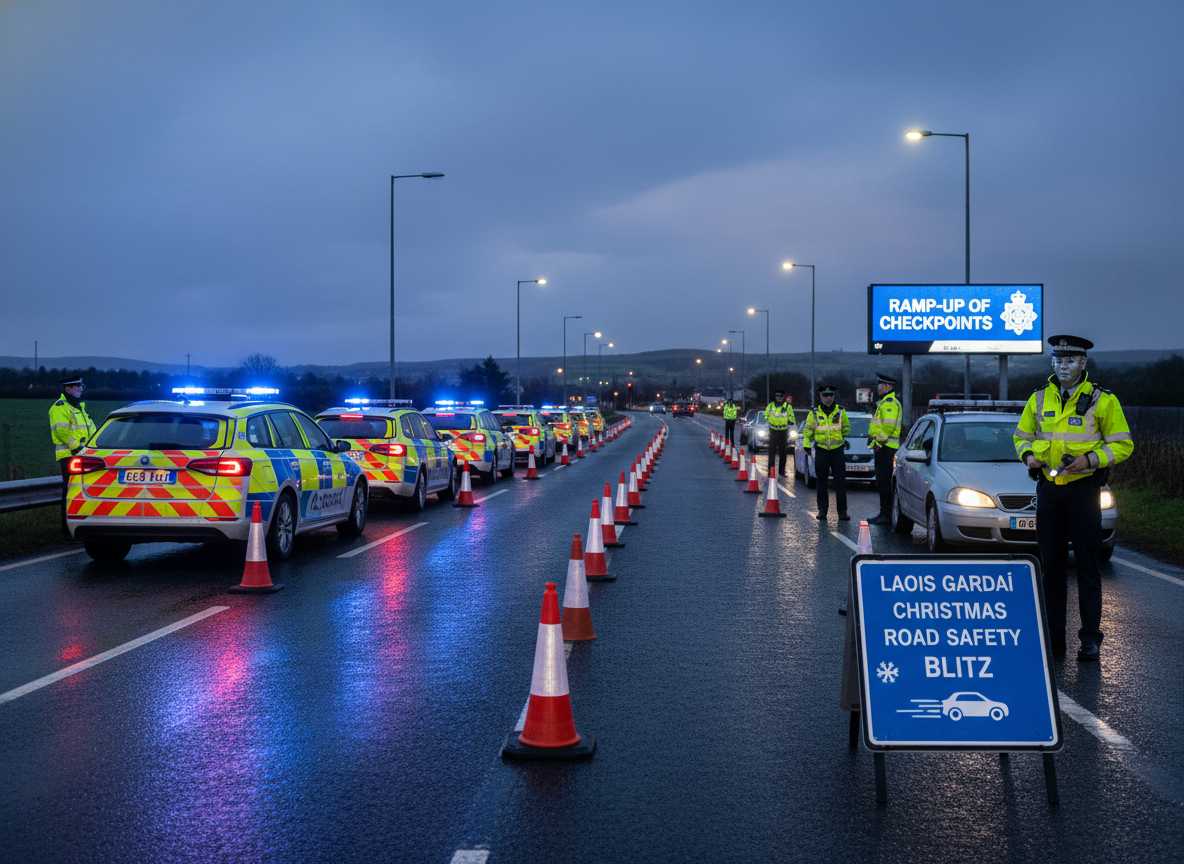 Laois Gardaí ചെക്ക്പോസ്റ്റുകൾ വർദ്ധിപ്പിച്ചുകൊണ്ട് ക്രിസ്മസ് റോഡ് സുരക്ഷാ തീവ്ര പരിശോധന ആരംഭിച്ചു.