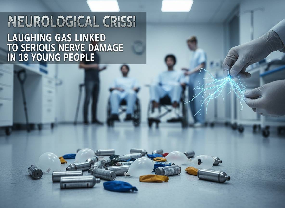 യുവാക്കളിൽ ഗുരുതരമായ നാഡീ തകരാറിന് ചിരിപ്പിക്കുന്ന വാതകം കാരണമാകുന്നു.