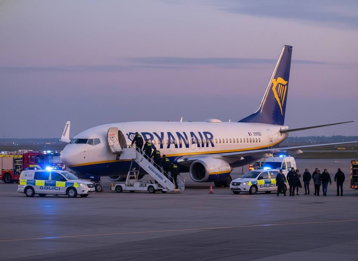 അക്രമാസക്തമായ ആകാശ അടിപിടിക്ക് ശേഷം ഡബ്ലിൻ എയർപോർട്ടിൽ Ryanair വിമാനത്തിലേക്ക് ഗാർഡൈ ഇരച്ചുകയറി.