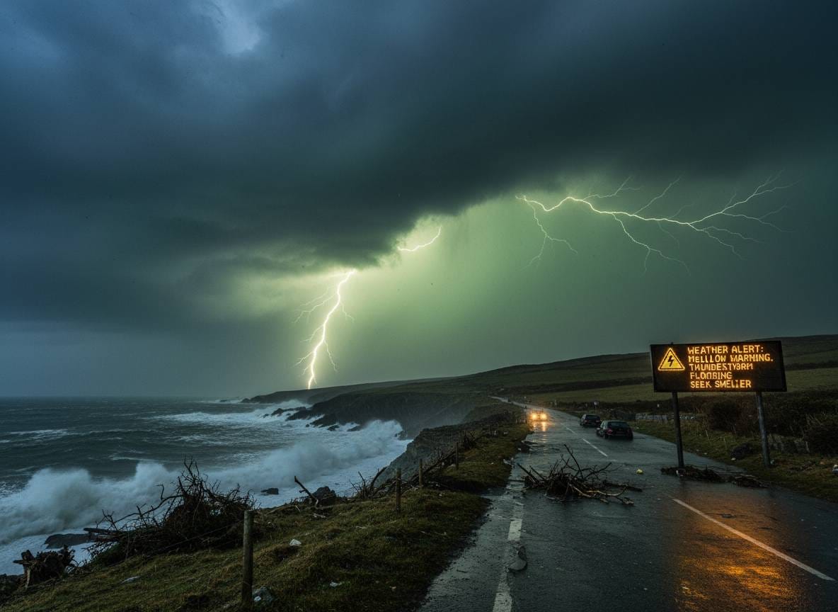 പടിഞ്ഞാറൻ അയർലൻഡിൽ ഇടിമിന്നലോടുകൂടിയ മസ്‌കയും കാറ്റും അടിയന്തര യെല്ലോ മുന്നറിയിപ്പ്