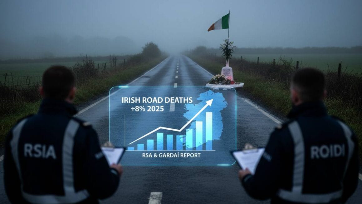 ഐറിഷ് റോഡ് മരണങ്ങൾ 2025-ൽ 8% കുതിച്ചുയർന്നു: RSA-യും Gardaí-യും ആശങ്കാജനകമായ മരണവർദ്ധനവ് റിപ്പോർട്ട് ചെയ്തു.