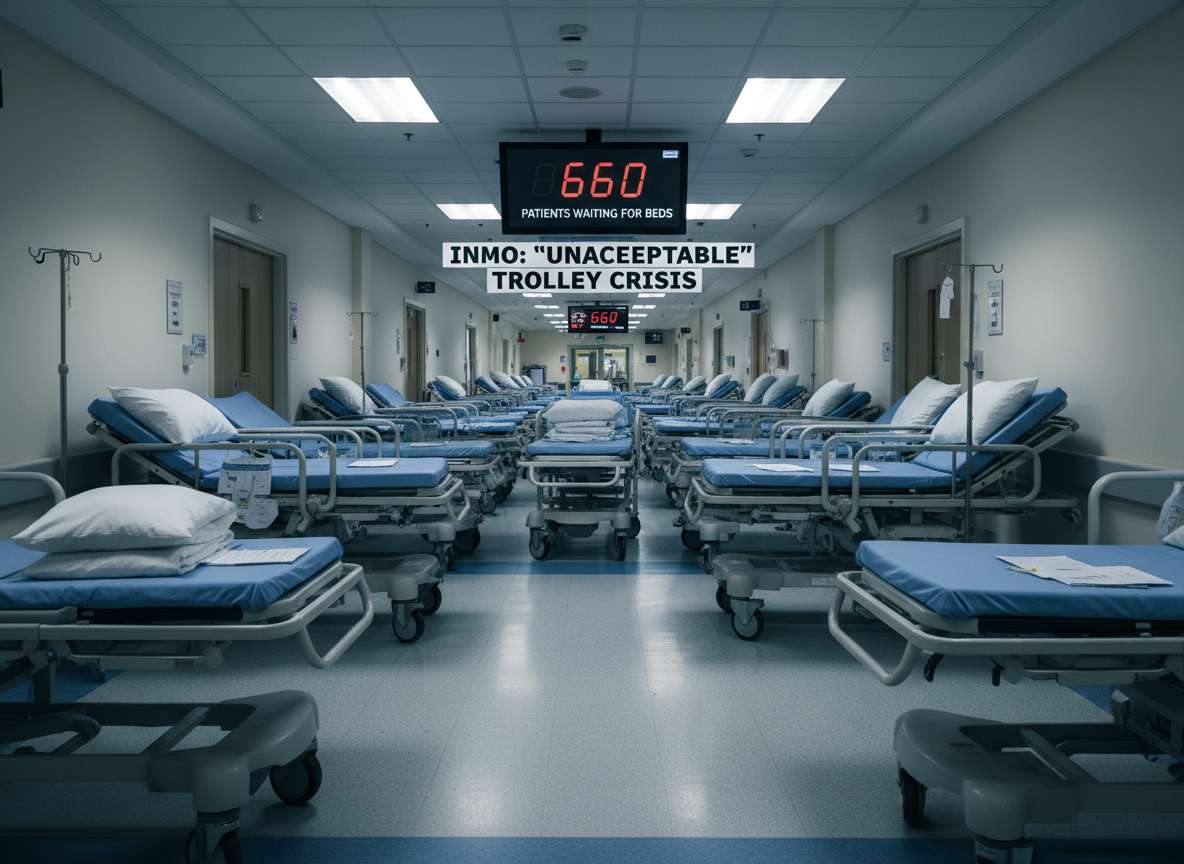 അയർലൻഡിലുടനീളം 660 രോഗികൾ ട്രോളികളിൽ" INMO രൂക്ഷമായി വിമർശിക്കുന്നു.