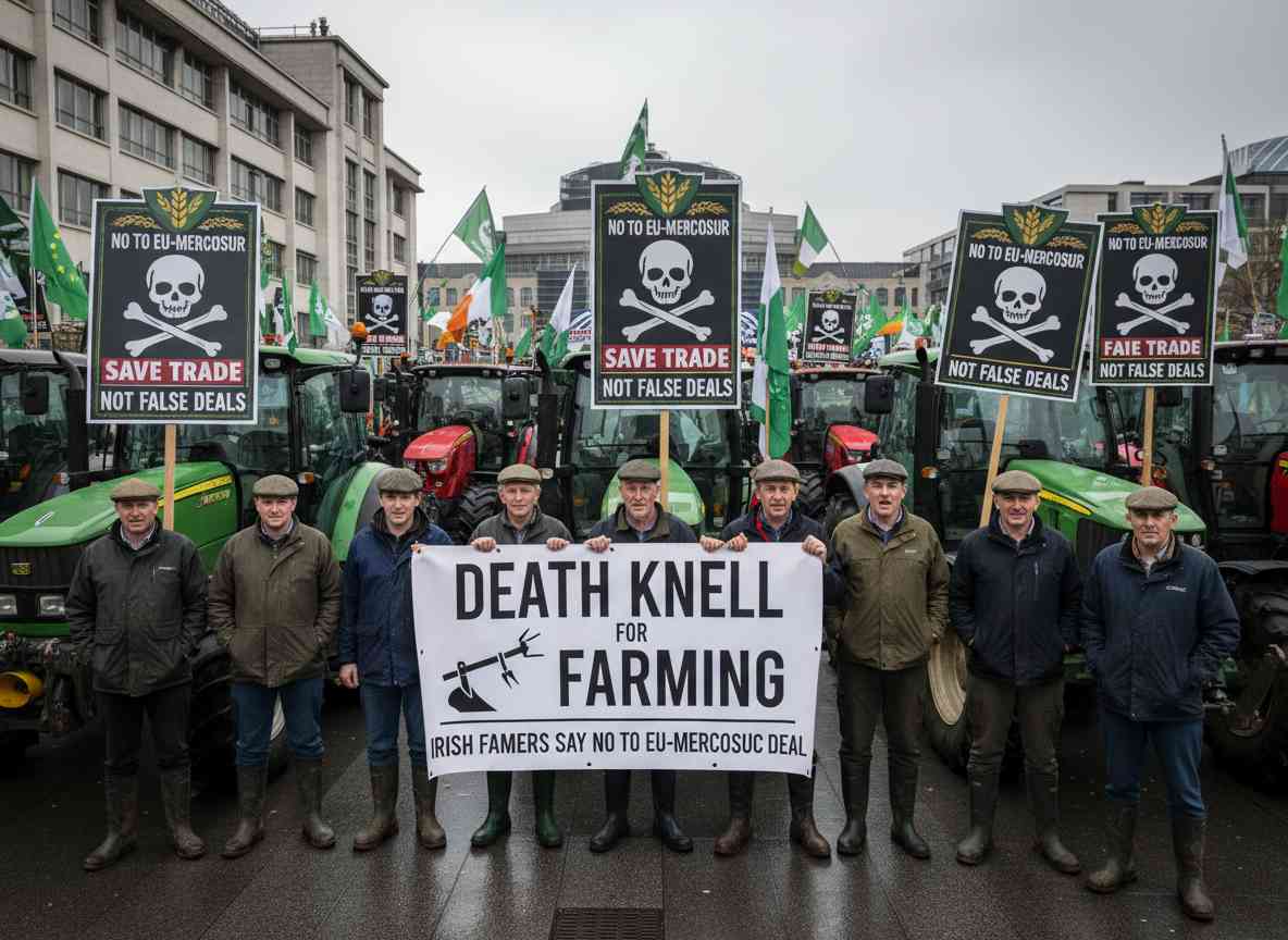 EU-Mercosur കരാറിനെതിരെ ഐറിഷ് കർഷക രോഷം: 'കൃഷിയുടെ മരണമണി'