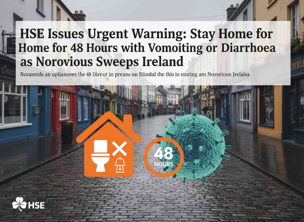HSE അടിയന്തിര മുന്നറിയിപ്പ്: നോറോവൈറസ് വ്യാപിക്കുന്ന സാഹചര്യത്തിൽ ഛർദ്ദിയോ വയറിളക്കമോ ഉണ്ടെങ്കിൽ 48 മണിക്കൂർ വീട്ടിൽ തങ്ങുക.