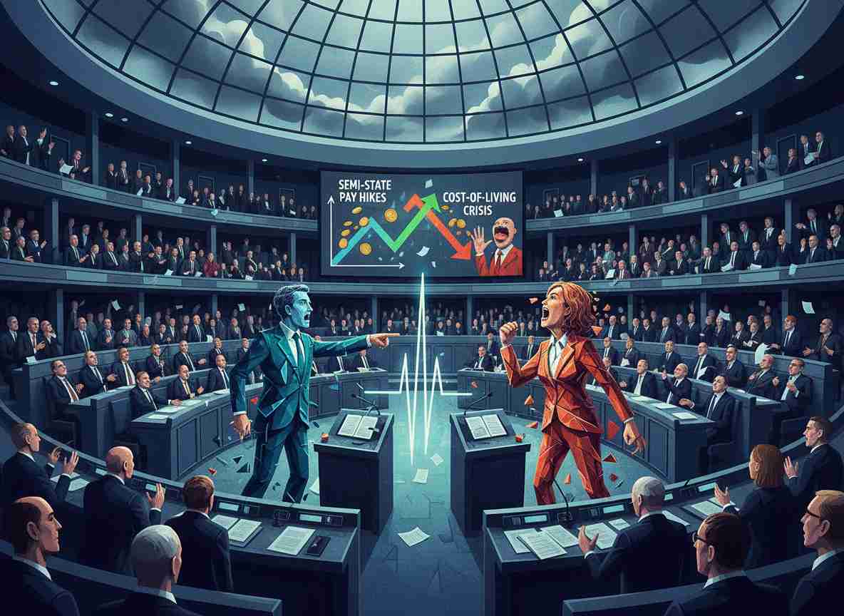 അർദ്ധ-സർക്കാർ സ്ഥാപനങ്ങളിലെ ശമ്പള വർദ്ധനവിനെച്ചൊല്ലി ഡെയിൽ പ്രക്ഷുബ്ധമായി. ജീവിതച്ചെലവ് പ്രതിസന്ധിയുടെ പശ്ചാത്തലത്തിൽ രൂക്ഷമായ ഏറ്റുമുട്ടൽ
