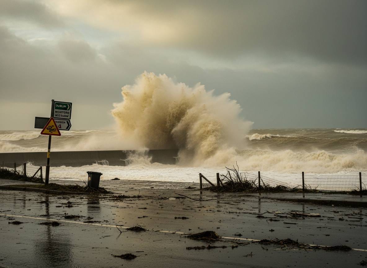 കാറ്റ് മുന്നറിയിപ്പ്: ഡബ്ലിൻ, വെക്സ്ഫോർഡ്, വിക്ക്ലോ എന്നിവിടങ്ങളിൽ വെള്ളപ്പൊക്കത്തിനും അപകടകരമായ കാറ്റിനും സാധ്യത