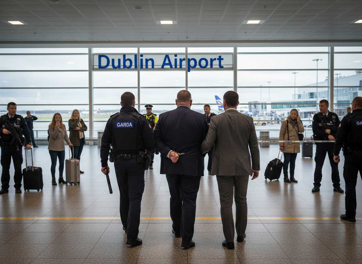 അയർലൻഡിലെ പ്രമുഖ കുറ്റകൃത്യ തലവൻ ഡബ്ലിൻ വിമാനത്താവളത്തിൽ Garda-യുടെ വൻ ഓപ്പറേഷനിൽ പിടിയിലായി.