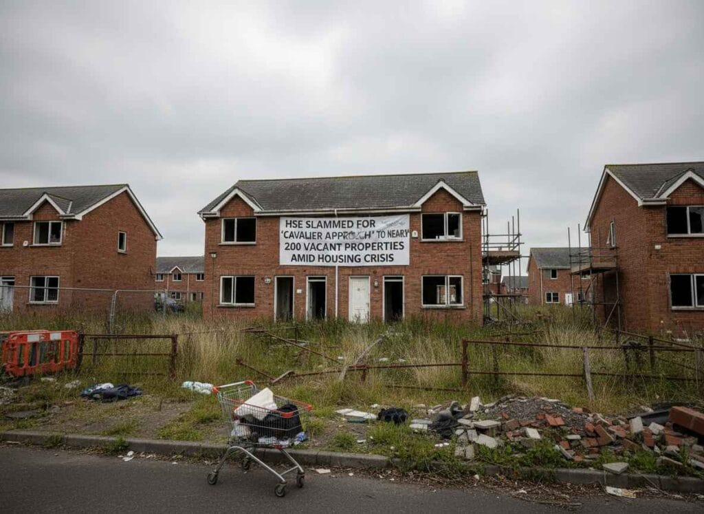 ഭവന പ്രതിസന്ധി നിലനിൽക്കെ, 200 ഓളം ഒഴിഞ്ഞുകിടക്കുന്ന കെട്ടിടങ്ങളോടുള്ള ‘നിരുത്തരവാദപരമായ സമീപനത്തിന്’ HSE രൂക്ഷമായി വിമർശിക്കപ്പെട്ടു.