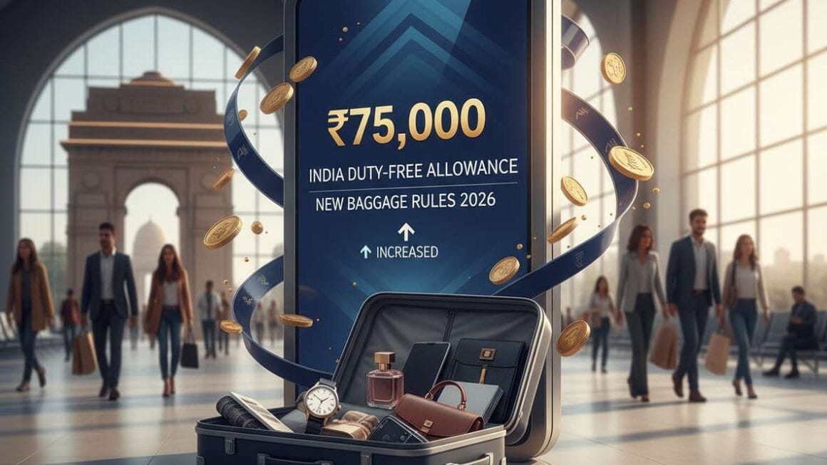 ഇന്ത്യ പുതിയ ബാഗേജ് നിയമങ്ങൾ 2026 പ്രകാരം ഡ്യൂട്ടി രഹിത പരിധി 75,000 രൂപ