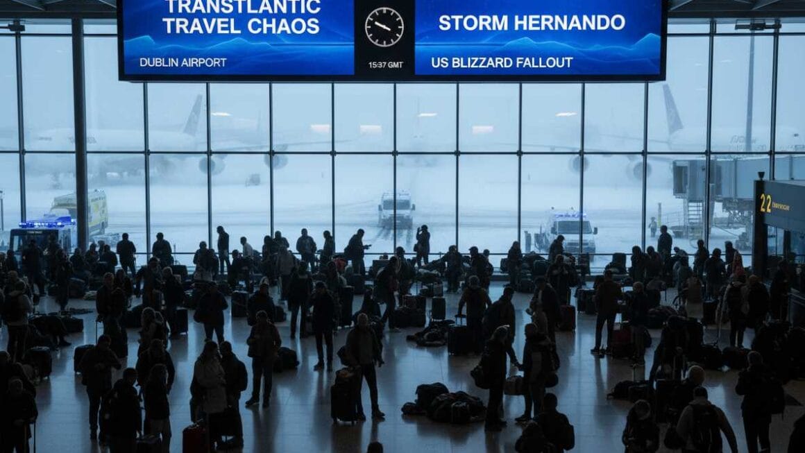 ഹെർണാണ്ടോ Storm, ഡബ്ലിൻ വിമാനത്താവളത്തിൽ ആയിരങ്ങളെ കുടുക്കി.