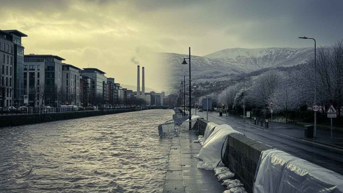 ഇരട്ട ഭീഷണി:  മഴ  ഐസ് മുന്നറിയിപ്പുകൾ, വെള്ളപ്പൊക്ക സാധ്യതയെ നേരിടാൻ ഡബ്ലിനും വിക്ലോയും ഒരുങ്ങുന്നു.