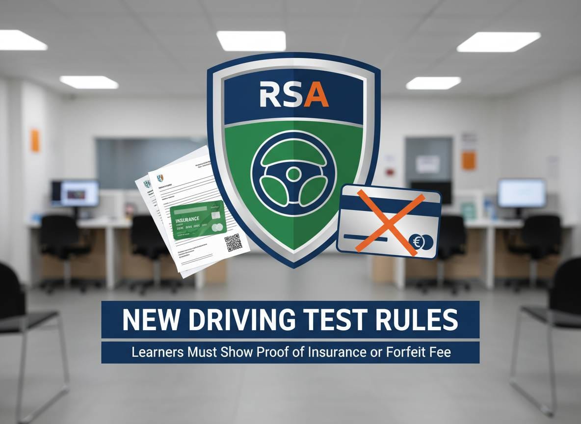 പുതിയ ഡ്രൈവിംഗ് ടെസ്റ്റ് നിയമങ്ങൾ: ഇൻഷുറൻസ് തെളിയിക്കണം, അല്ലെങ്കിൽ ഫീസ് നഷ്ടപ്പെടും.