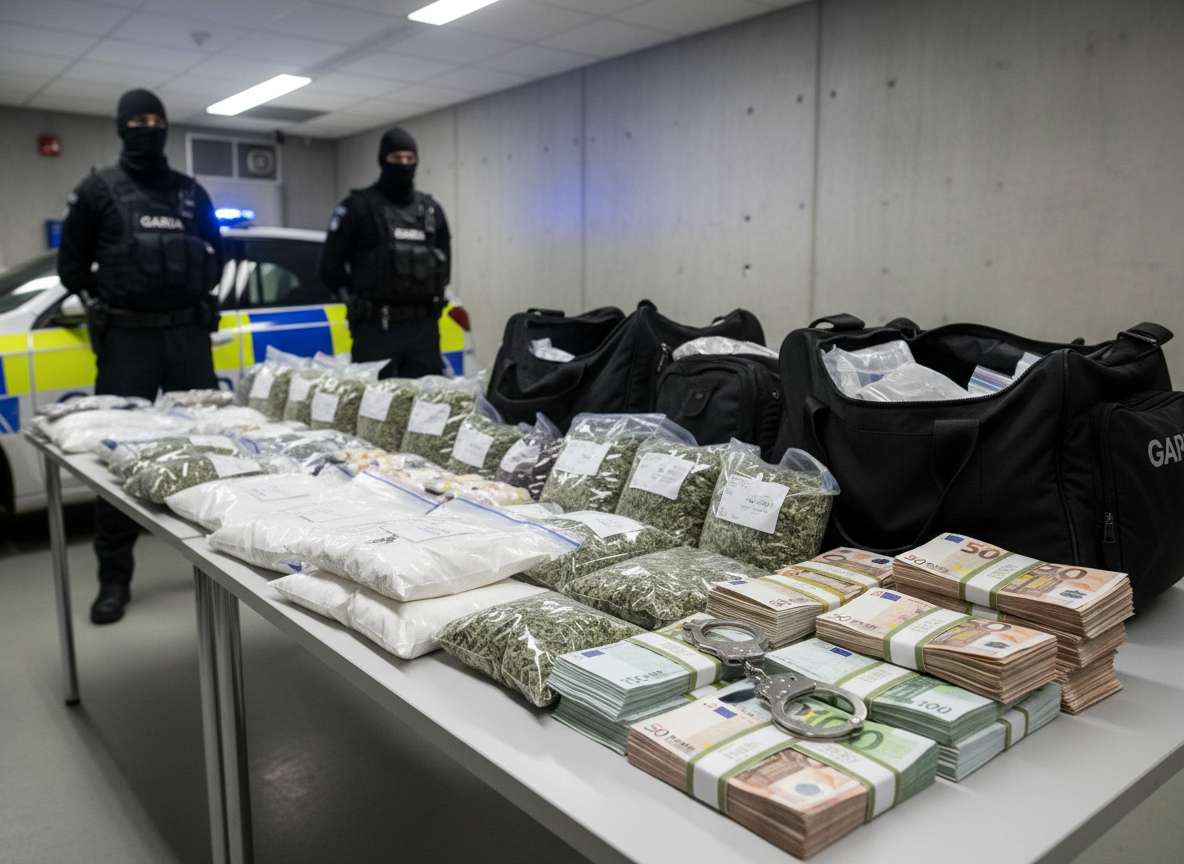 ഡബ്ലിൻ Gardaí 700,000 യൂറോയിലധികം വിലവരുന്ന മയക്കുമരുന്നും പണവും പിടിച്ചെടുത്തു, രണ്ടുപേർ അറസ്റ്റിൽ.