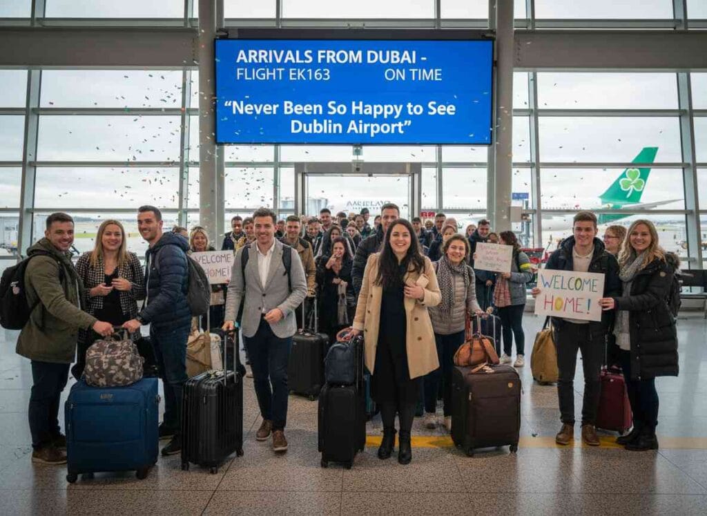 “ഡബ്ലിൻ വിമാനത്താവളം കണ്ടിട്ട് ഇത്രയും സന്തോഷം ഒരിക്കലും തോന്നിയിട്ടില്ല”: ദുബായിൽ നിന്നുള്ള രണ്ടാമത്തെ വിമാനം എത്തിച്ചേർന്നു