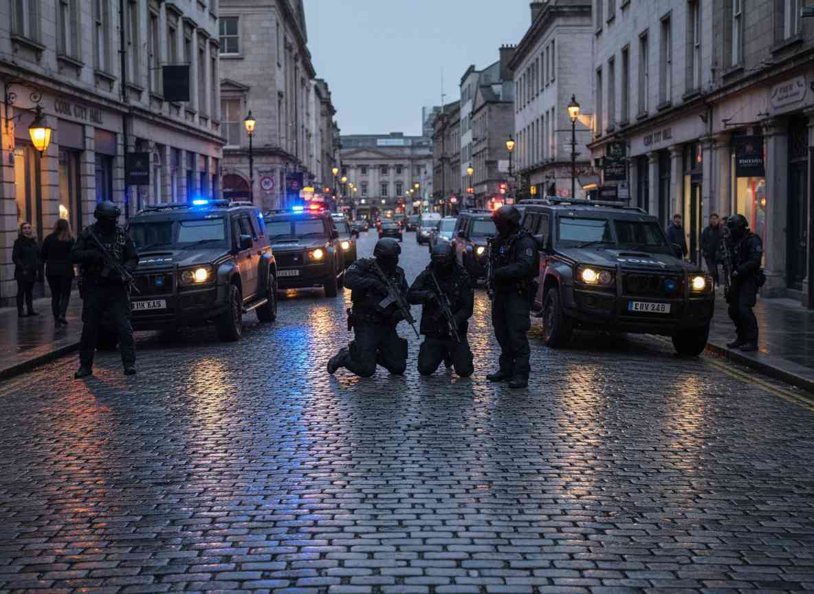 നാടകീയമായ ഗാർഡ യൂണിറ്റിന്റെ മിന്നൽ നീക്കം കോർക്ക് നഗരകേന്ദ്രത്തിൽ ആയുധധാരിയുടെ അറസ്റ്റ്