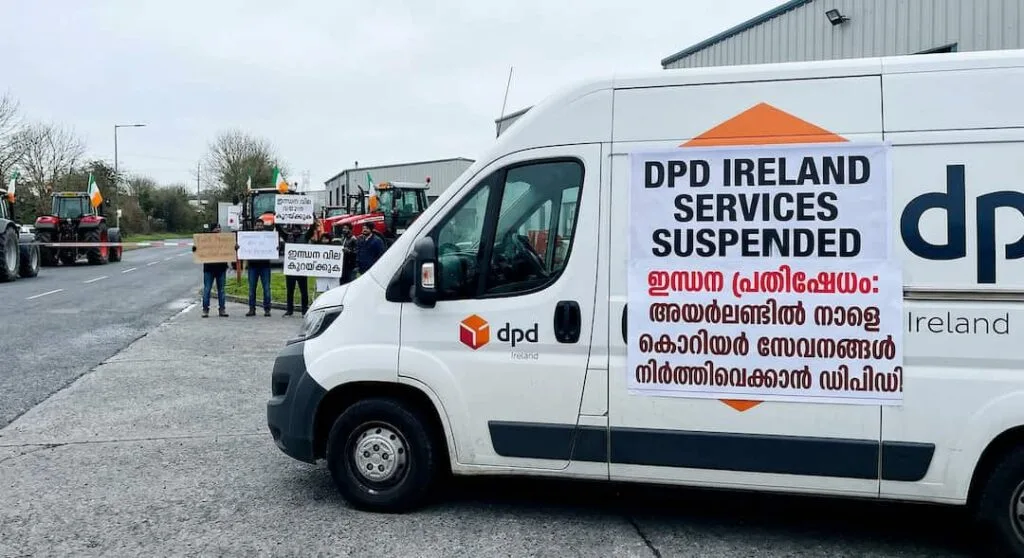 ഇന്ധന പ്രതിഷേധം: അയർലണ്ടിൽ നാളെ കൊറിയർ സേവനങ്ങൾ നിർത്തിവെക്കാൻ DPD