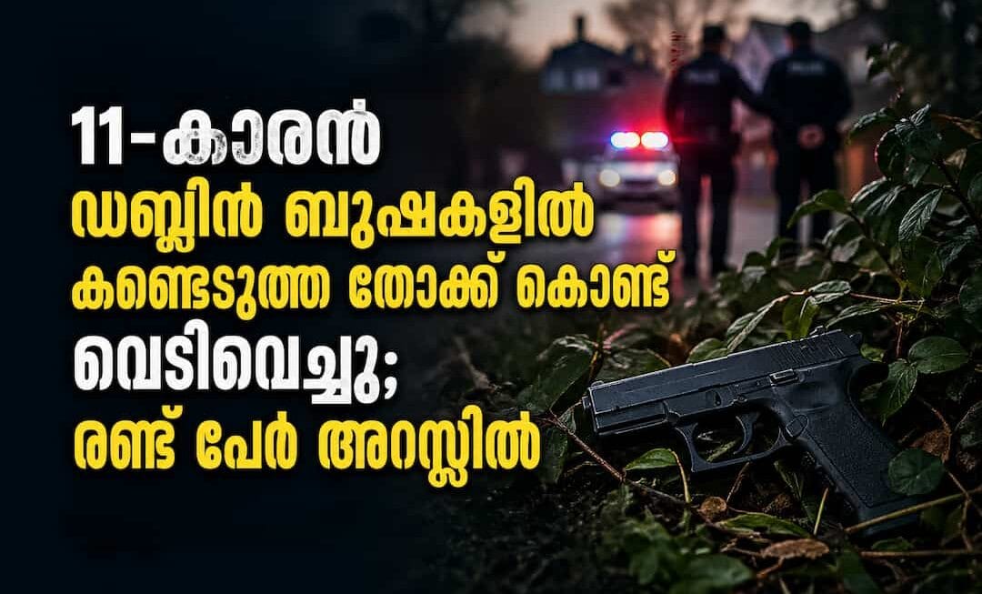 ഡബ്ലിനിൽ കുറ്റിക്കാട്ടിൽ ഉപേക്ഷിക്കപ്പെട്ട തോക്ക് കണ്ടെത്തിയ 11 വയസ്സുകാരൻ വെടിയുതിർത്തു; 2 പേർ അറസ്റ്റിൽ