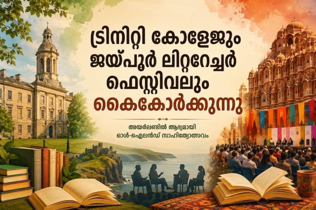 ട്രിനിറ്റി കോളേജും ജയ്പൂർ ലിറ്ററേച്ചർ ഫെസ്റ്റിവലും കൈകോർക്കുന്നു; അയർലണ്ടിൽ ആദ്യമായി ഓൾ-ഐലൻഡ് സാഹിത്യോത്സവം