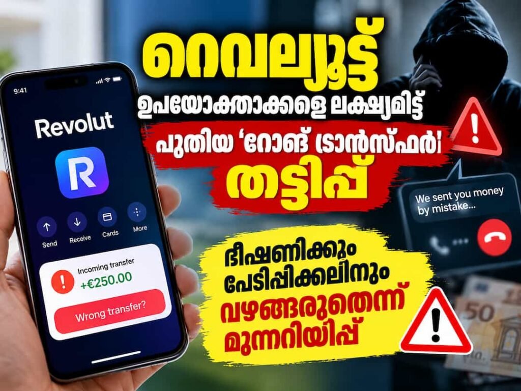 റെവല്യൂട്ട് ഉപയോക്താക്കളെ ലക്ഷ്യമിട്ട് പുതിയ ‘റോങ് ട്രാന്സ്ഫർ’ തട്ടിപ്പ്: ഭീഷണിക്കും പേടിപ്പിക്കലിനും വഴങ്ങരുതെന്ന് മുന്നറിയിപ്പ്